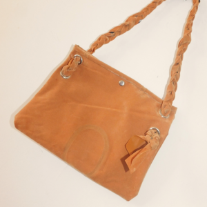 cartera colchon inflable marrón gamuza pinchado pvc recuperado