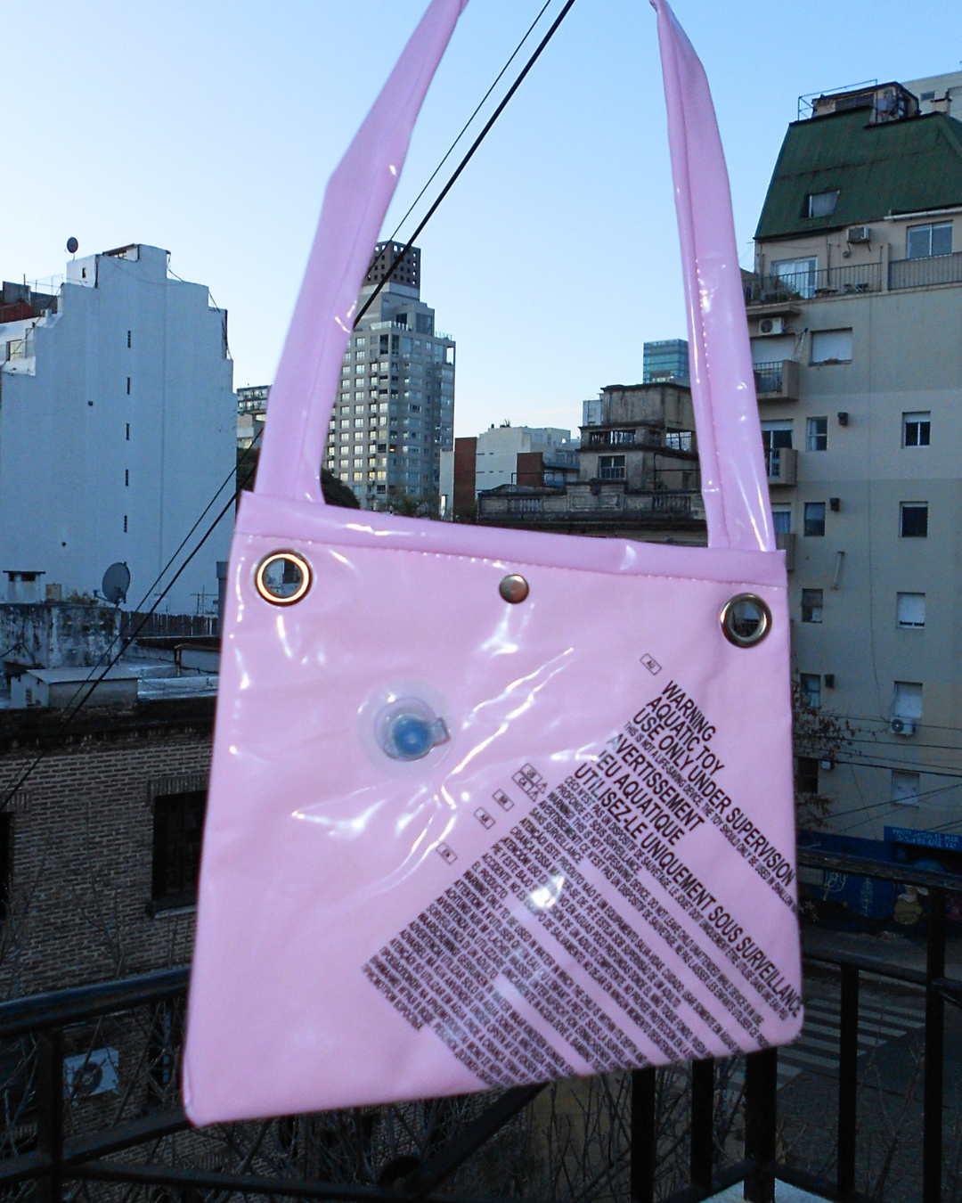 pink upcycled bag handmade slowfashion argentina